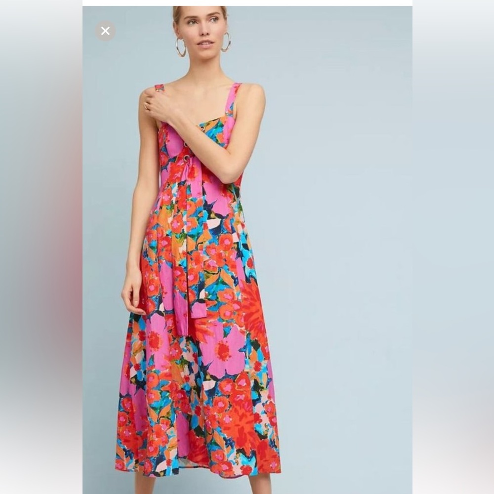 Mara Hoffman Mei Floral lace up dress size 4